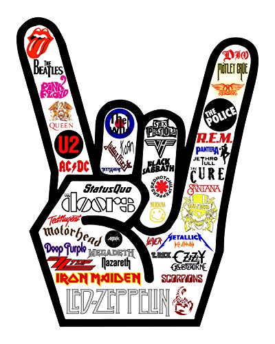 Iconic Rock Bands Logo Print -8 x 10″ Rock Hand Picture Print-Ready To Frame. Vintage Rock Band Wall Art for Home-Office-Studio-Bar-Dorm-Cave Decor. Perfect Display for All Rock Fan Collections!