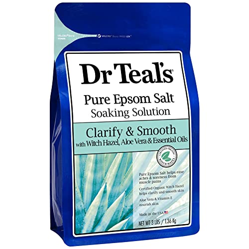 Dr Teal’s Pure Epsom Salt, Clarify & Smooth with Witch Hazel & Aloe Vera, 3lbs