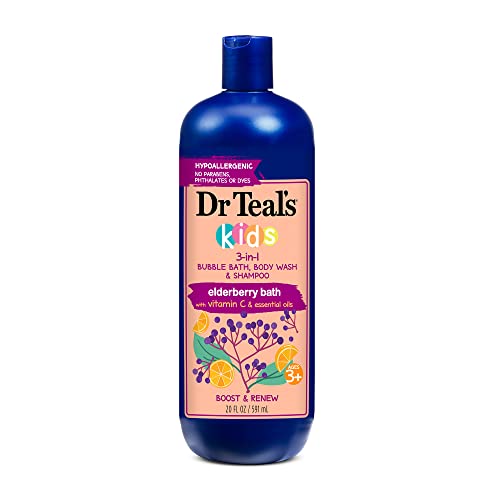 Dr Teal’s Kids 3 in 1 Elderberry Bubble Bath, Body Wash & Shampoo with Vitamin C & Essential Oils 20 fl oz
