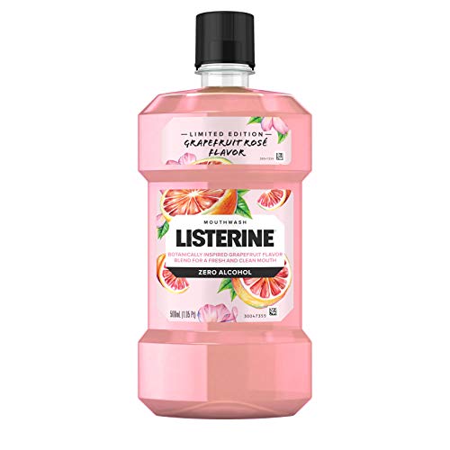 Listerine Zero Alcohol Mouthwash, Oral Rinse Kills Up To 99% Of Bad Breath Germs, Limited Edition Grapefruit Rose Flavor, 16.907 fluid_ounces (Pack of 6)