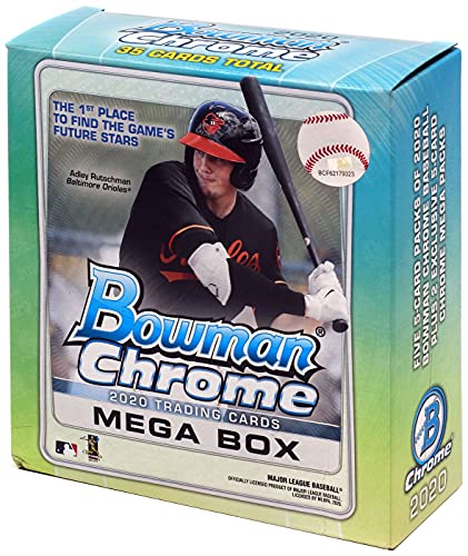 2020 Bowman Chrome MLB Baseball MEGA box (25 cards/bx PLUS 10 exclusive Chrome Mega cards)