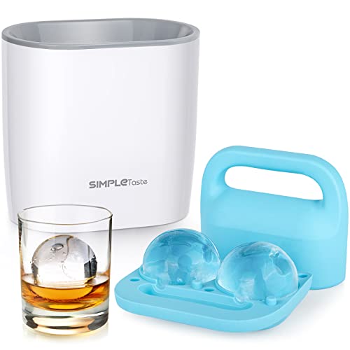 SIMPLETASTE Crystal Clear Ice Ball Maker Mold – 2.36 Inch Clear Sphere, Plus 2 Ice Ball Storage Bags, BPA-free Silicone Large Sphere Ice Mold, Ice Cube Tray for Whiskey, Cocktail and Drinks…