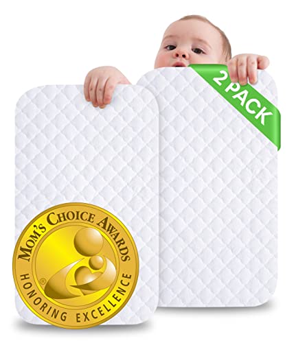 iLuvBamboo Crib Mattress Protector -2 PACK- Waterproof Pad Cover -28” x 52”- Quilted Soft Bamboo Jacquard Fitted Topper – Breathable & Noiseless – Best Baby Gifts for Potty Training Toddlers & Infants