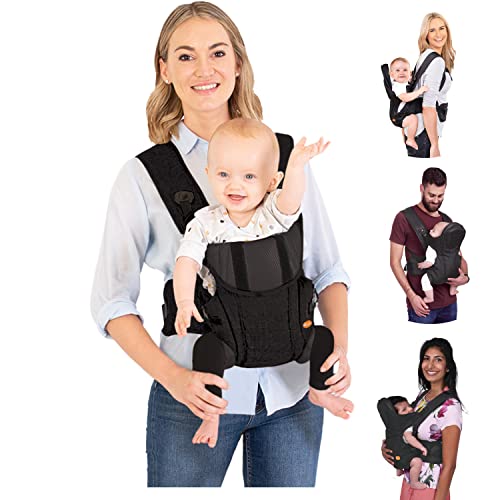 Dreambaby Manhattan Adjustable 3 in 1 Position Baby Carrier – IHDI Approved Hip Healthy – Newborns Toddlers up to 33lbs – Fits for Most Adult Sizes – Black – Model L296