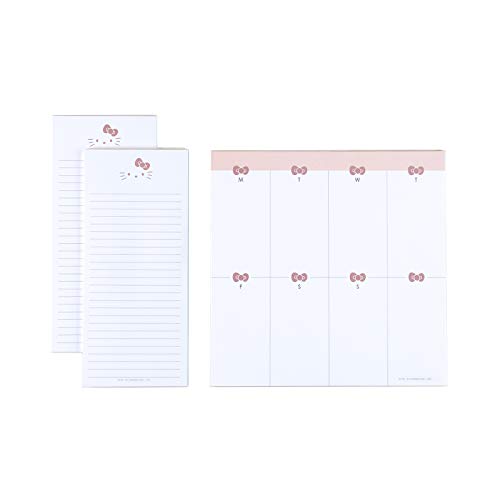 Hello Kitty x Erin Condren Padfolio Refill Notepads – 3-Pack, Includes 2 x List Pads (4″ x 9″) and 1 x Larger Square Pad (9″ x 9″), 25 Sheets Per Pad, Ink Bleed Resistant