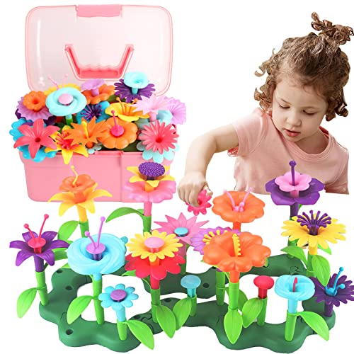 CENOVE Toddler Toys for 3 4 5 6 7 Year Old Girls and Boys,Flower Garden Building Toy with Carry Box, STEM Toys for Preschool Children Educational Activity(130 Pcs)