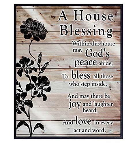 House Blessing – Christian Wall Art – Religious Housewarming Gifts for Women, Pastor, Minister – Blessed Wall Art – Inspirational Wall Decor – Bible Verse Wall Decor – Plaque Sign Unframed Picture
