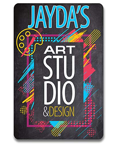 Personalized Art Studio – Great Art School Door Accessories, Customized Name Sign for Home Studio, Creative House Warming Gifts for New Home, 8×12 or 12×18 Indoor or Outdoor Durable Metal Sign