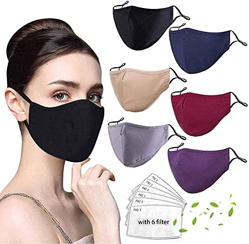 KOOLSOLY 6 Pack Adult Kids Cloth Face Mask Washable Reusable with Adjustable Ear Loops Mouth Cover for Kid Women Men