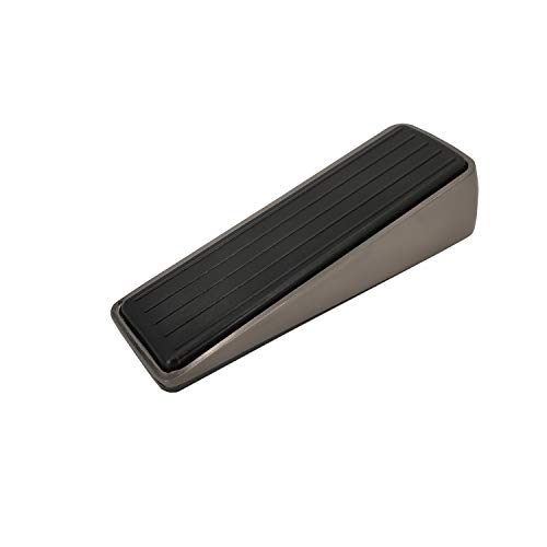 Lovein Door Stopper with Metal Alloy, Rubber Door Stop Wedge Works Quite and Security, Hold Heavy Doors Firmly by Non-Skid Rubber Base Grip , Chrome black