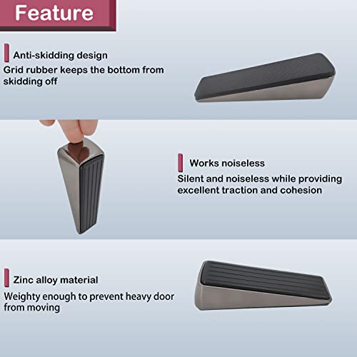 Lovein Door Stopper with Metal Alloy, Rubber Door Stop Wedge Works Quite and Security, Hold Heavy Doors Firmly by Non-Skid Rubber Base Grip , Chrome black | The Storepaperoomates Retail Market - Fast Affordable Shopping