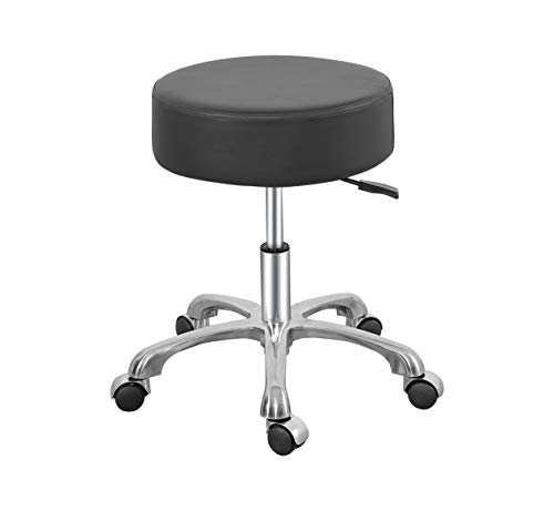 Lilfurni Swivel Rolling Stool Round Chair,Thick Sturdy Padding,Adjustable Stool with Wheels for Doctor,Medical,Massage Salon,Office,Shop(Black) (no Back, Black)