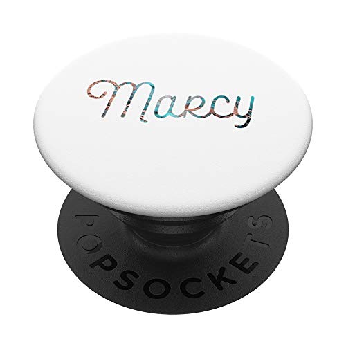 Marcy – White Minimalist Teal Rose Personalized First Name PopSockets PopGrip: Swappable Grip for Phones & Tablets