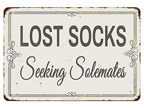 Lost Socks Seeking Solemates 20X30 cm Metal Retro Look Decoration Plaque Sign for Home Kitchen Bathroom Farm Garden Garage Inspirational Quotes Wall Decor