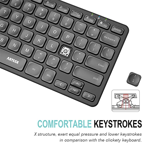 Arteck 2.4G Wireless Keyboard Ultra Slim and Compact Wireless Keyboard with Media Hotkeys for Computer/Desktop/PC/Laptop/Surface/Smart TV and Windows 10/8/ 7 Built-in Rechargeable Battery | The Storepaperoomates Retail Market - Fast Affordable Shopping