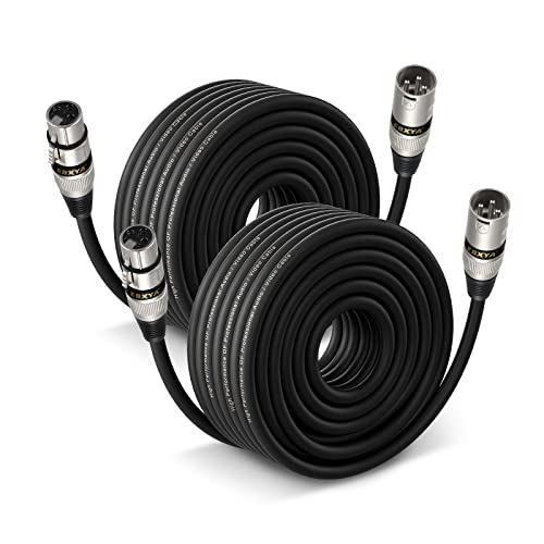 EBXYA XLR Cable 50 Ft 2 Pack, Balanced DMX Cable, 3 Pin Male to Female Microphone Cable Mic Patch Cords Compatible with Speakers, Mixer, Stage Lighting