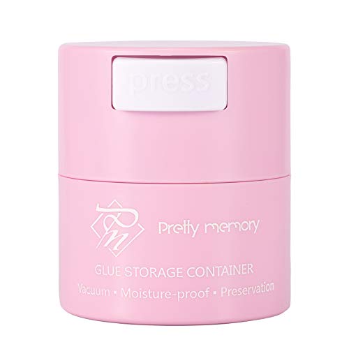 Pretty memory Glue Storage Container for Eyelash Extensions Airtight Lash Glue Holder Tank Jar Adhesive Eyelash Extension Supplies, Pink