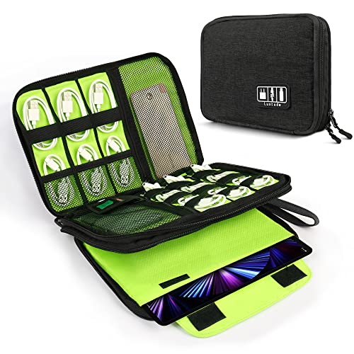 Luxtude Large Electronics Organizer, 11″ Travel Cord Organizer, Large Cable Organizer Bag, Large Tech Bag for Cable Storage/Cord Storage/iPad Pro(up to 11″)/WallCharger/Electronic Accessories
