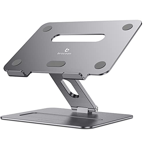 brocoon Laptop Stand, Adjustable Laptop Stand for Desk, Ergonomic Aluminum MacBook Stand with Heat-Vent, Laptop Riser Compatible for 10-17″ Laptops