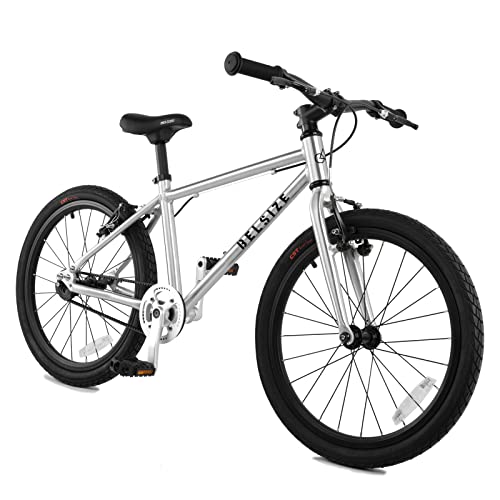 A11N SPORTS BELSIZE 20-Inch Belt-Drive Kid’s Bike, Lightweight Aluminium Alloy Bicycle(only 14.82 lbs) for 7-10 Years Old Silver