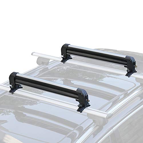 Leader Accessories Car Ski Snowboard Roof Racks, 2 PCS Universal Ski Roof Rack Carriers Snowboard Top Holder, Lockable Fit Most Vehicles Equipped Cross Bars – Deluxe