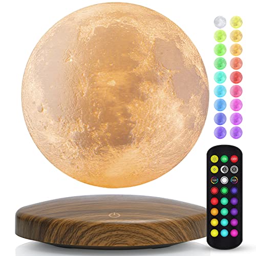 DTOETKD Floating Moon Lamp, Magnetic Levitating Moon Lamp 18 Colors 5.9inch Spinning 3D Night Light with Remote & Magnetic Base, Room Decor Moon Light, Birthday Christmas Gifts for Kids