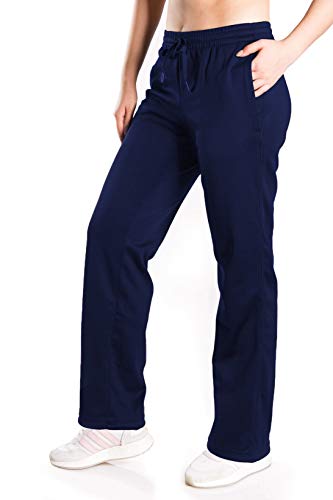 Yogipace Tall Women’s Water Resistant Thermal Fleece Pants Winter Lounge Running Sweatpants with Pockets,35″,Navy Blue, M