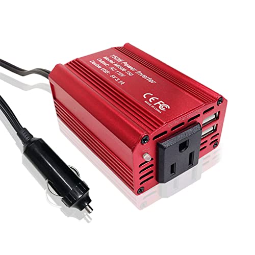 VEMOTE 150W Car Power Inverter DC 12V to 110V AC Converter with 3.1A Dual USB Charging Ports and 1 AC Outlets Car Charger Adapter
