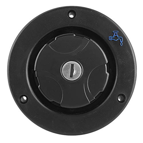 A sixx Water Inlet, RV Water Tank Fill Cap, Black/White for RV Yacht(Black)