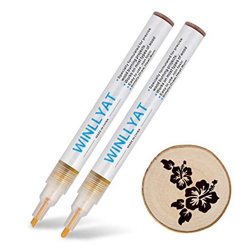 2 PCS Scorch Pen Marker Wood Burning Pen – Winllyat Chemical Wood Burned Marker Pen for DIY Projects – Oblique Head and Round Head (Oblique Head and Round Head)