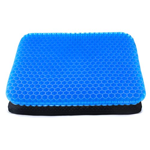Wise Friends Gel Seat Cushion,Double Thick Egg Seat Cushion Breathable Honeycomb Cushion for Pressure Relief and Back Pain Relief,with Non-Slip Cover,for Office Home Chair Car Wheelchair
