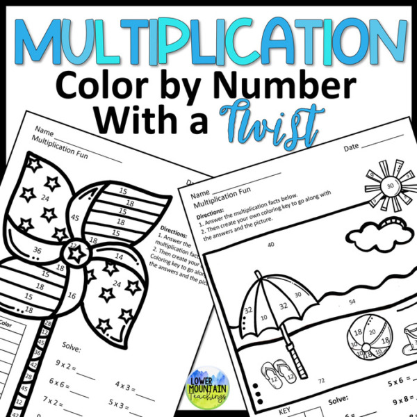 Multiplication Facts Practice Color By Number with a Twist