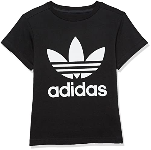 adidas Originals unisex child Adicolor Trefoil Tee T Shirt, Black/White, 5T US