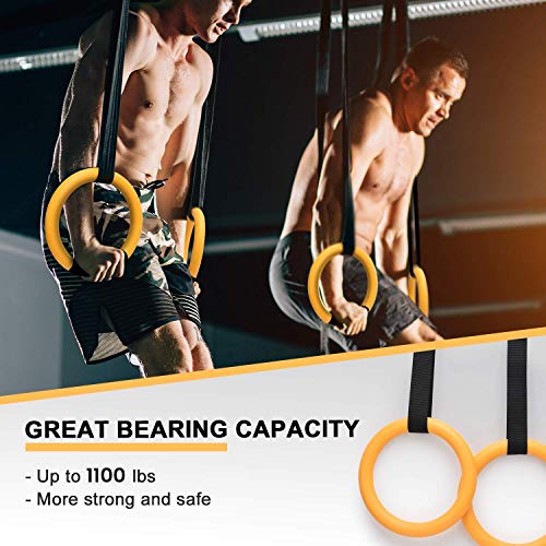 PACEARTH Gymnastic Rings 1100lbs Capacity with 14.76ft Adjustable Buckle Straps Pull Up & Gymnastics Rings Elbow Brace for Home Gym Full Body Workout | The Storepaperoomates Retail Market - Fast Affordable Shopping