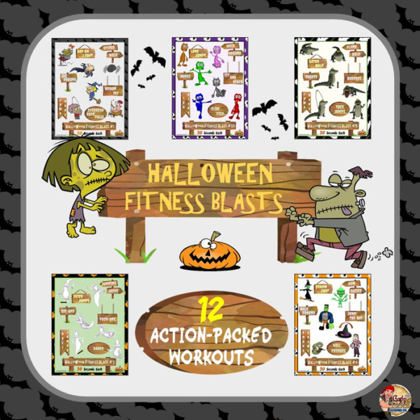 Halloween Fitness Blasts- 12 FUN Workouts- Great for Distance Learning