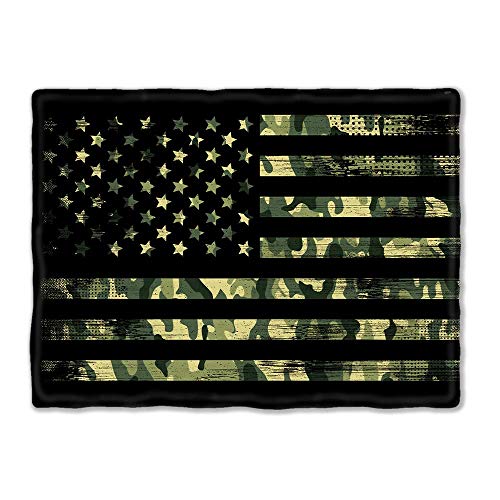 American Flag with Green Camo Baby Blanket Super Soft Microfiber Swaddling Blankets Wrap for Boys and Girls