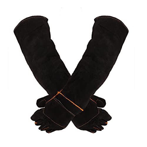 Lessbad Lifeunion Animal Protection Gloves Anti-Bite & Scratch Handling Gloves for Dog Cat Bird Reptile Snake (Black-1)