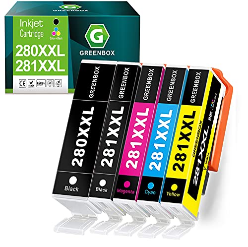 GREENBOX Compatible Ink Cartridges Replacement for Canon 280 281 XXL PGI-280XXL CLI-281XXL for Canon PIXMA TR7520 TR8520 TS6120 TS6220 TS8120 TS8220 TS9120 TS9520 TS6320 TS9521C Printer (5 Pack)