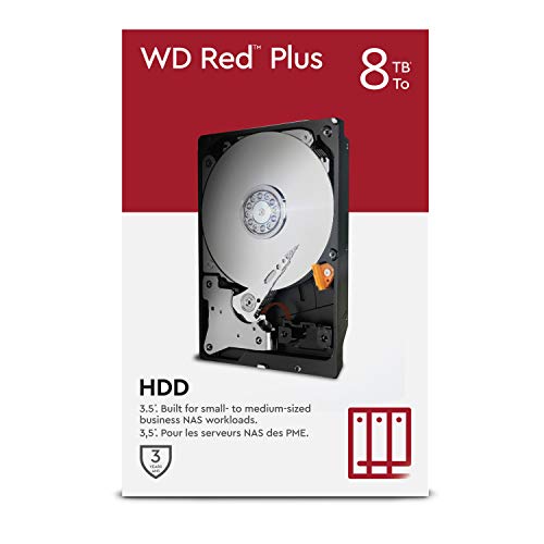 WD Red Plus 8TB NAS 3.5 Inch Internal Hard Drive – 7200 RPM Class, SATA 6 Gb/s, CMR, 256MB Cache