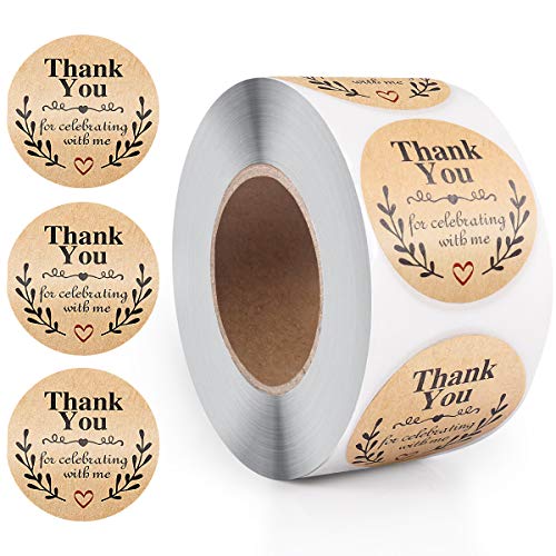 1.5” Thank You for Supporting My Small Business Stickers, Kraft Paper Adhesive Label 500 pcs Decorative Sealing Stickers for Gifts, Wedding, Party