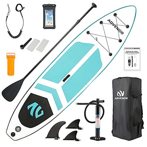ADVENOR Paddle Board 11’x33 x6 Extra Wide Inflatable Stand Up Paddle Board with SUP Accessories Including Adjustable Paddle,Backpack,Waterproof Bag,Leash,and Hand Pump,Repair Kit (Green)