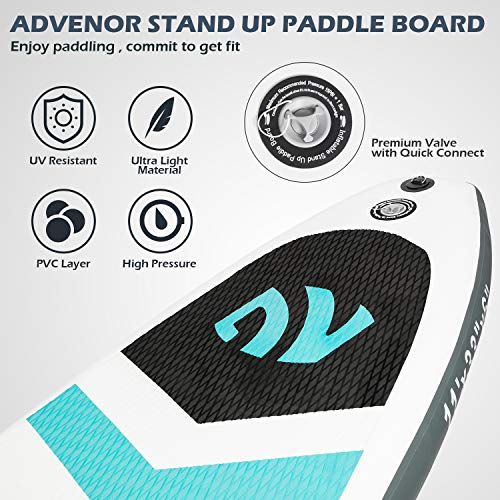 ADVENOR Paddle Board 11’x33 x6 Extra Wide Inflatable Stand Up Paddle Board with SUP Accessories Including Adjustable Paddle,Backpack,Waterproof Bag,Leash,and Hand Pump,Repair Kit (Green) | The Storepaperoomates Retail Market - Fast Affordable Shopping