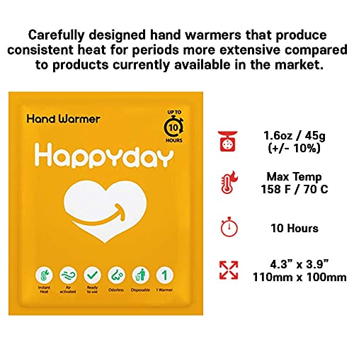 Happyday Hand Warmer 10 Hour – 40 Individual Disposable Warmers (Large Size: 4.3” x 3.9”) – Instant Heat and Lasts Up to 10 Hours | The Storepaperoomates Retail Market - Fast Affordable Shopping