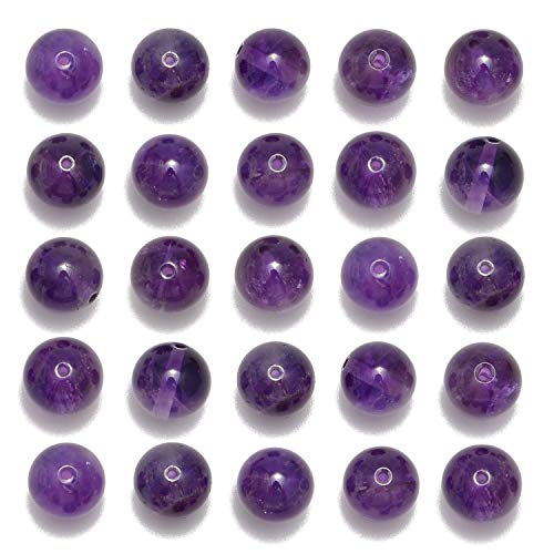 NCB 200pcs 4mm Amethyst Loose Beads for Jewelry Making, Natural Semi Precious Beads Round Smooth Gemstones Spacer Beads Charms for Necklaces Bracelets (Amethyst, 4mm 200Beads)