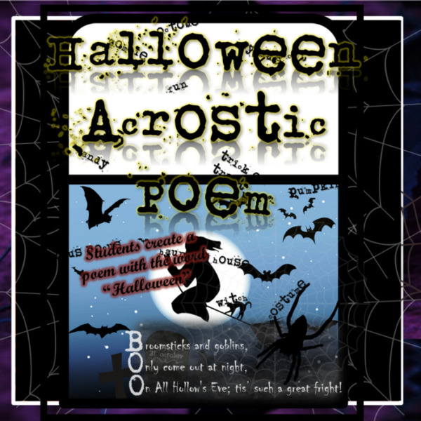 Middle School Halloween Activity: Acrostic Poem (5th, 6th, 7th, 8th)