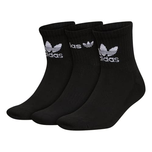 adidas Originals Men’s Icon Cushioned Quarter Socks (3-Pair), Black/White, Large