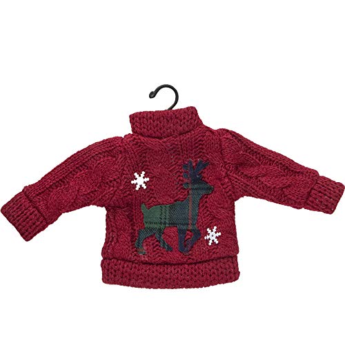 Sweater with Plaid Reindeer Christmas Ornament
