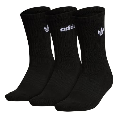 adidas Originals Women’s Icon Crew Socks (3-Pair), Black/White, Medium