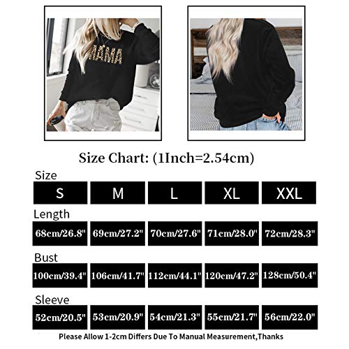 EGELEXY Mama Sweatshirt Women Leopard Print Embroidery Mom Life Pullover Top Casual Long Sleeve Blouse Tee | The Storepaperoomates Retail Market - Fast Affordable Shopping