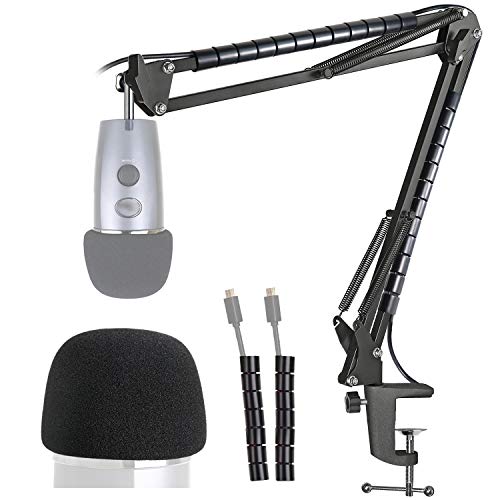 Yeti Nano Mic Stand with Foam Cover Windscreen – Mic Suspension Boom Arm Stand and Pop Filter Compatible with Blue Yeti Nano Microphone by YOUSHARES